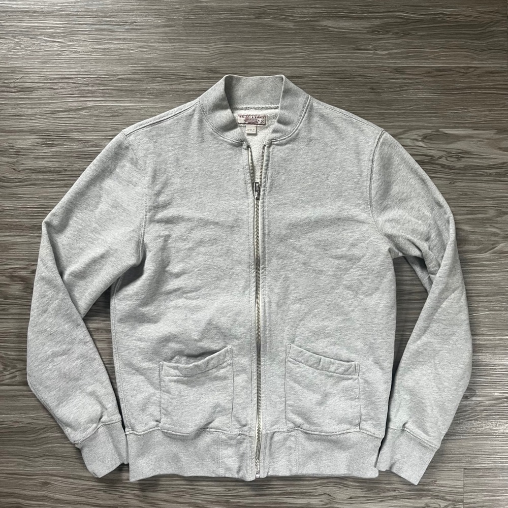 Wallace & Barnes J.Crew Mens Grey French Terry Zip Bomber Jacket C2482 Small